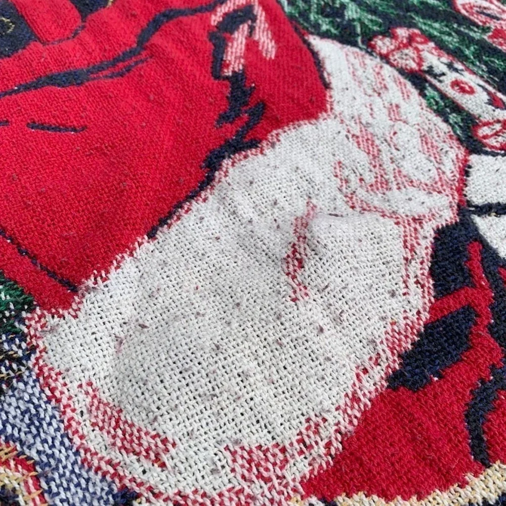 VTG 1993 Coca Cola Santa Clause Christmas Holiday Tapestry Throw Blanket 64x45